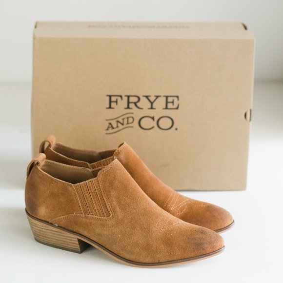 Frye Shoes - Frye Brown Suede Factory Distressed Suede Bootie
